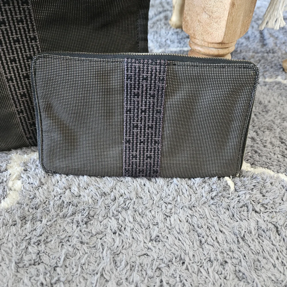 Hermes Canvas Tote Bag with Hermes Matching Wallet - Picture 2 of 16